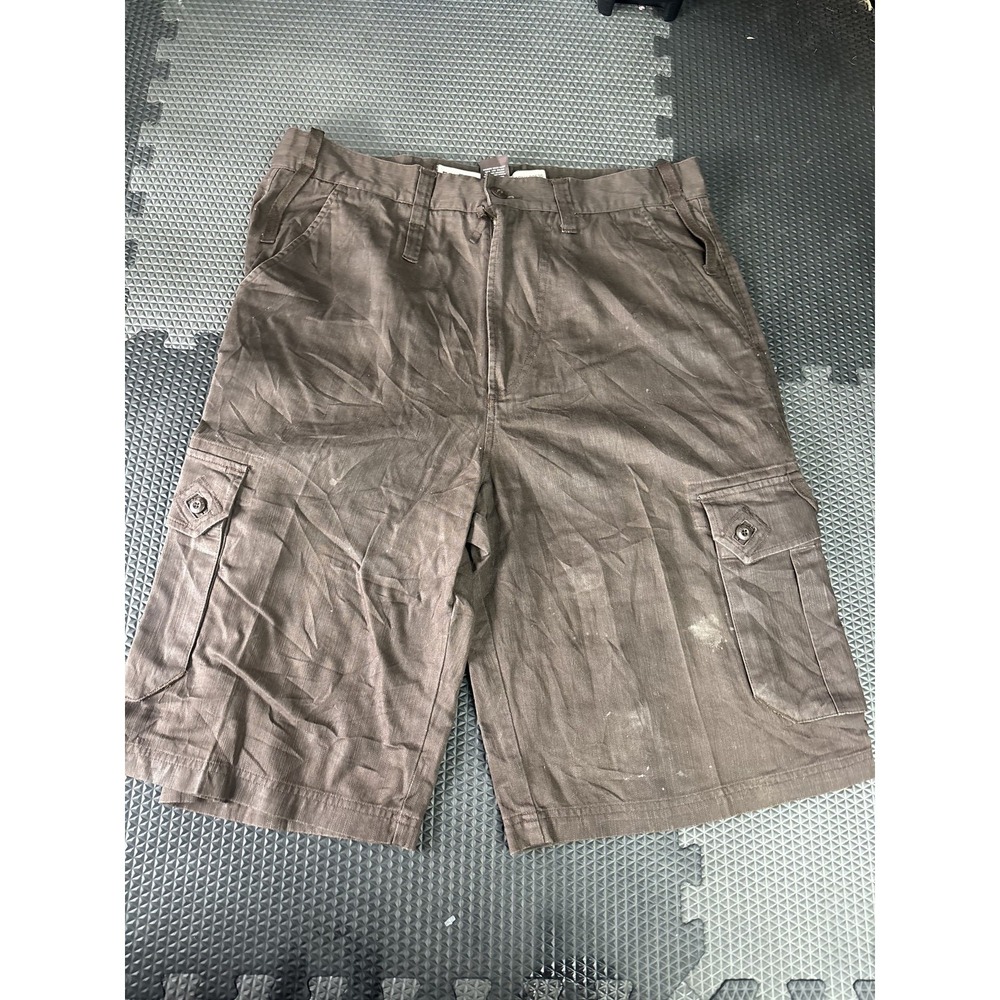Ecko Unltd. Men's Size 36 Brown Cotton Cargo Shorts Button Fly Casual Outdoor